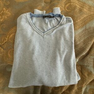 Bugatchi Italy Cotton V-Neck Sweater Men’s XL Blue Luxury Knit